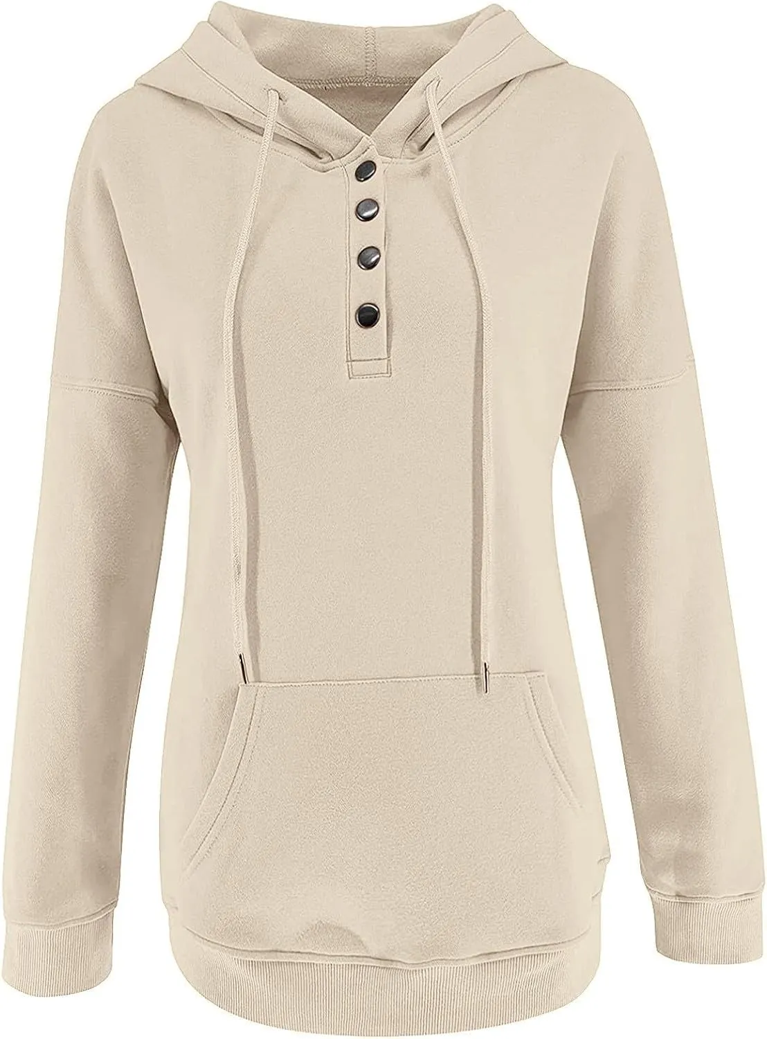 Hoodies for Women Button Collar Drawstring Lightweight Hooded Sweatshirt Casual Long Sleeve Pullover Tops Trendy Fall Clothes