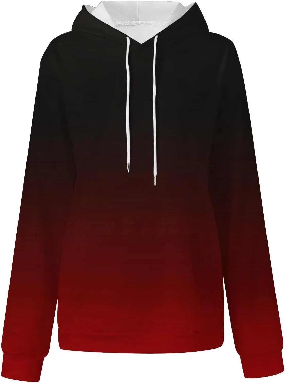 Hoodies For Women Gradient Long Sleeve Oversized Sweatshirts Loose Fit Drawstring Trendy Pullover Tops with Pocket 2024