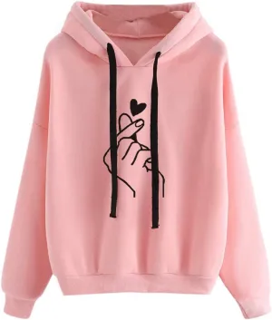 Hoodies for Women Pullover Basic Solid Long Sleeve Crewneck Sweatshirts Teen Girls Oversized Hooded Tops Shirts