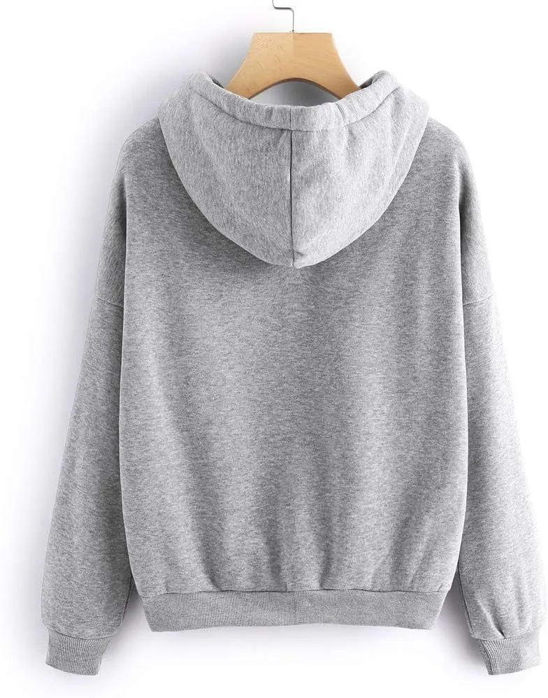 Hoodies for Women Pullover Basic Solid Long Sleeve Crewneck Sweatshirts Teen Girls Oversized Hooded Tops Shirts