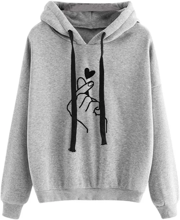 Hoodies for Women Pullover Basic Solid Long Sleeve Crewneck Sweatshirts Teen Girls Oversized Hooded Tops Shirts