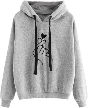 Hoodies for Women Pullover Basic Solid Long Sleeve Crewneck Sweatshirts Teen Girls Oversized Hooded Tops Shirts