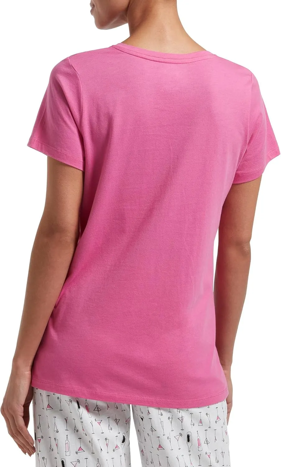 HUE Women's Sleepwell Basic Short Sleeve V-Neck T-Shirt for Lounging Or Sleeping, Made with Temperature Regulating Technology