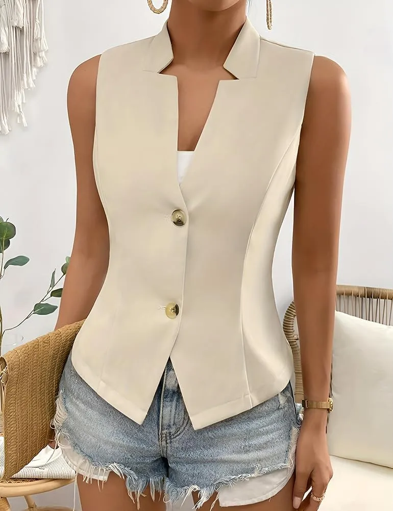 IDEALSANXUN Womens Suit Vest Spring Summer V Neck Sleeveless Blazer Jackets Waistcoat Cardigan Vest tops