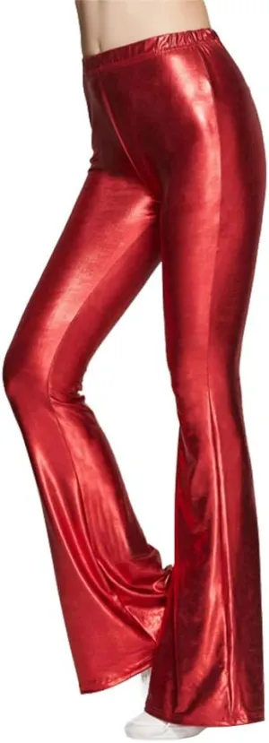 IWEMEK Women Shiny Metallic Bell Bottom Bootcut Palazzo Leggings 70s Disco Wide Leg Pants High Waist Dance Yoga Trousers