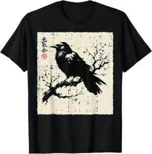 Japanese Bird Black Raven Vintage Crow Art Men Women Kids T-Shirt