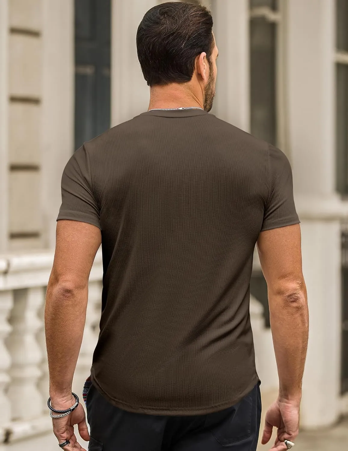 JMIERR Mens Short Sleeve T Shirt Summer Muscle Slim Fitted Crewneck Longline Tees Shirts for Gym Workout