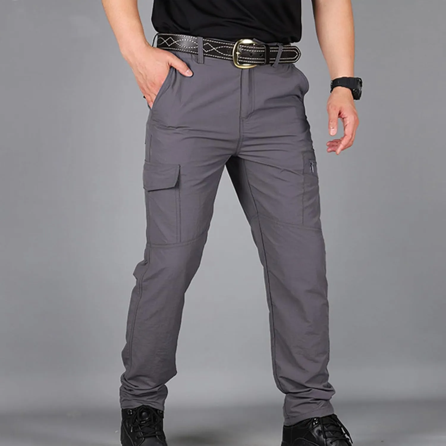 jsaierl Mens Hiking Pants Slim Fit Waterproof Quick Dry Fishing Pants Outdoor Lightweight Travel Climbing Stretch Cargo Pants