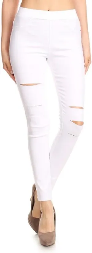 Jvini Women's Pull-On Ripped Distressed Stretch Legging Pants Denim Jean Reg-Plus Size