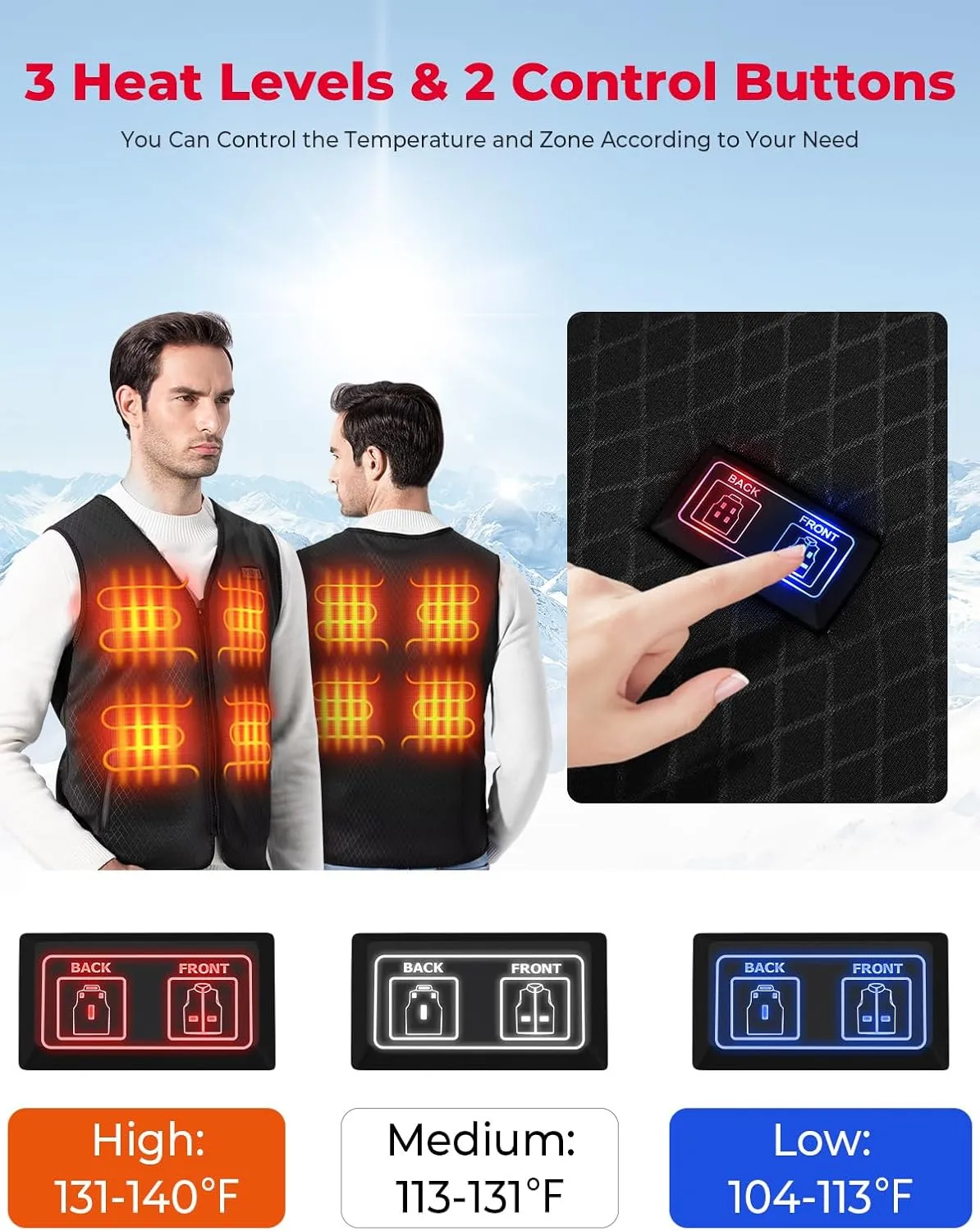 KEMIMOTO Heated Vest for Men, Electric Warming Vest for Hunting & Winter Sports (Battery Not Included)