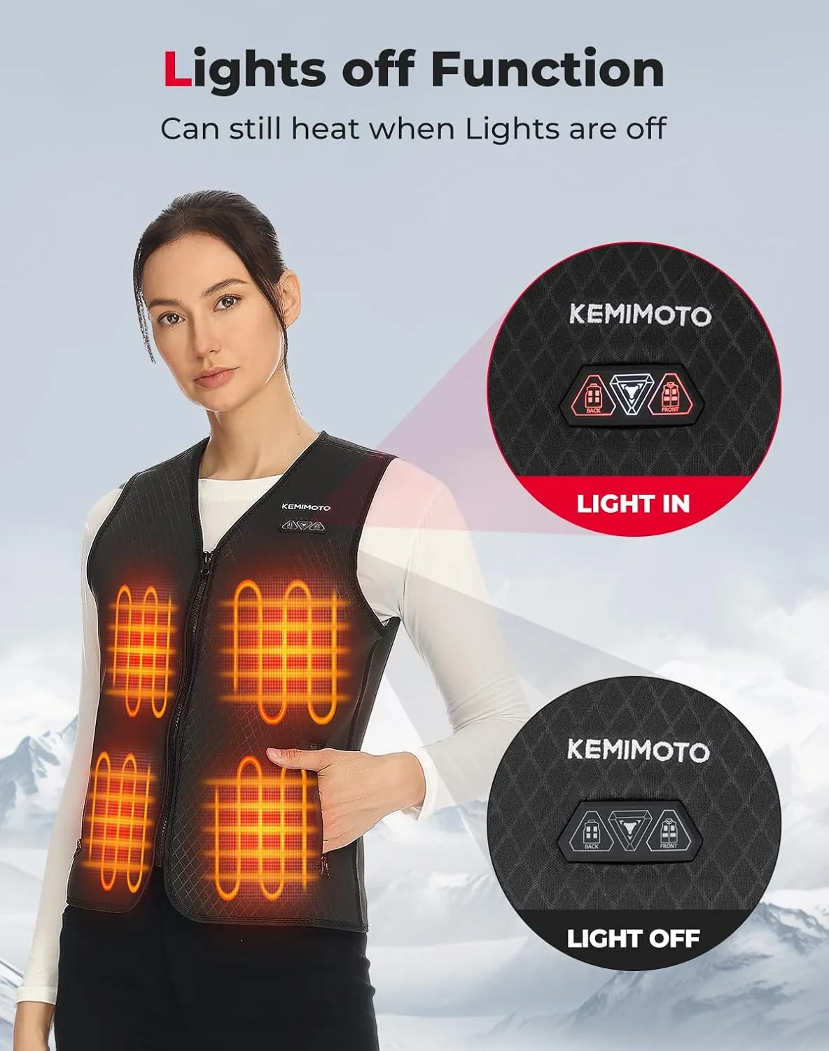 KEMIMOTO Womens Heated Vest, Lightweight Electric Heated Warming Vest