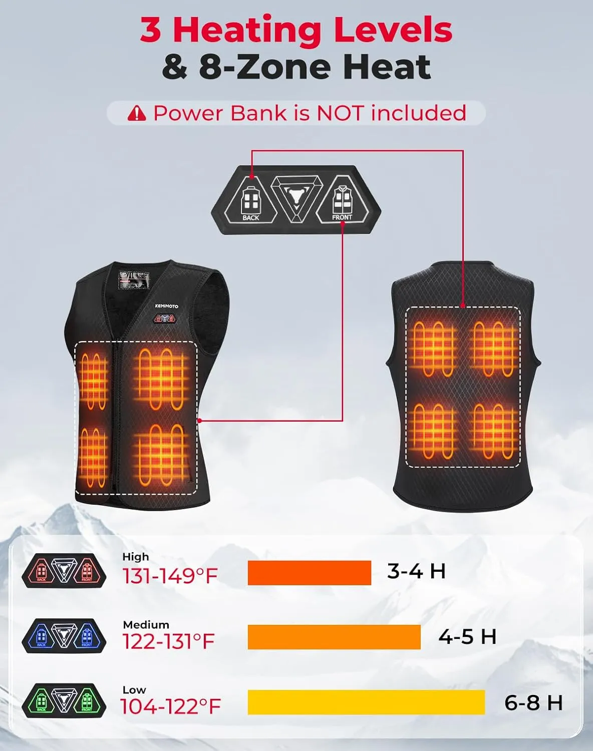 KEMIMOTO Womens Heated Vest, Lightweight Electric Heated Warming Vest