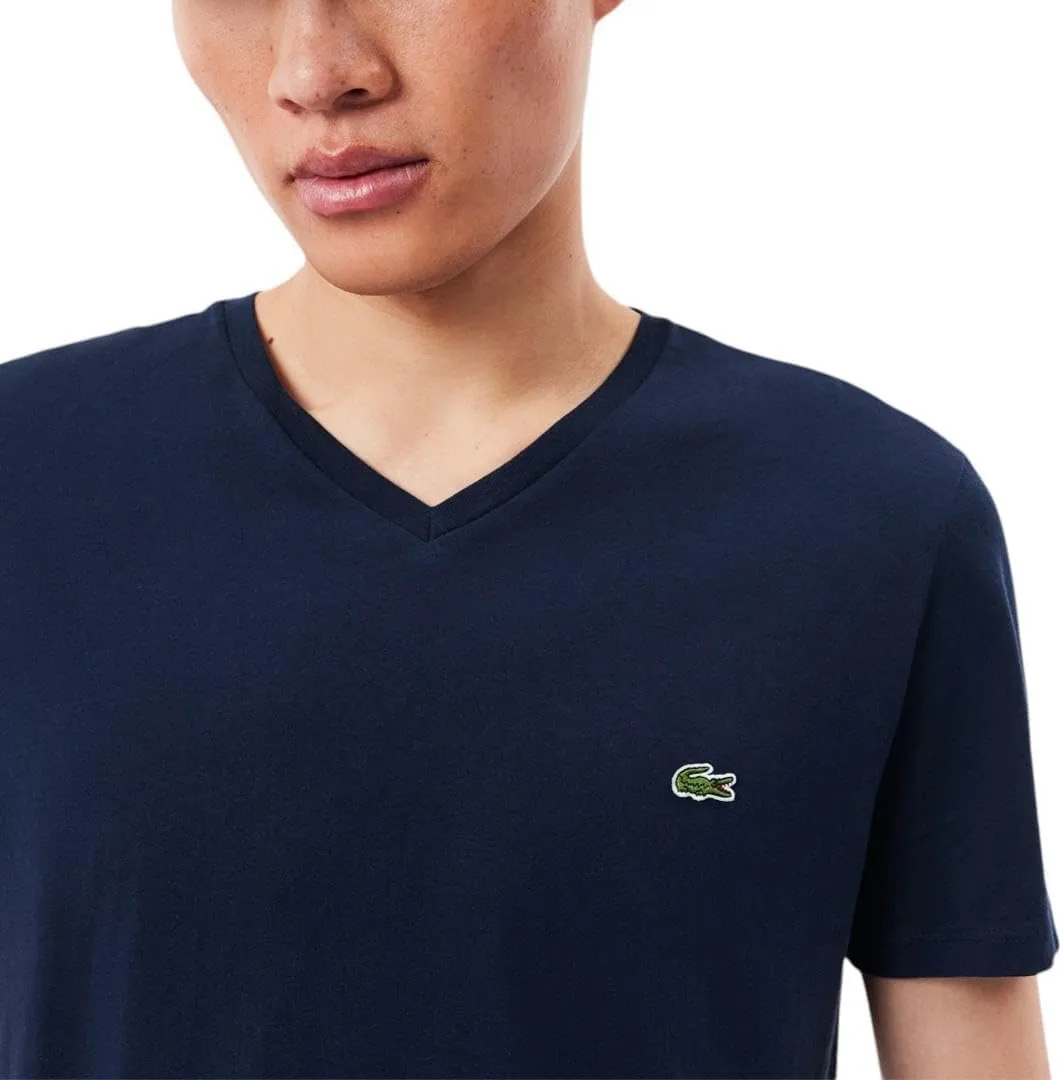 Lacoste Men's Short Sleeve V-Neck Pima Cotton Jersey T-Shirt