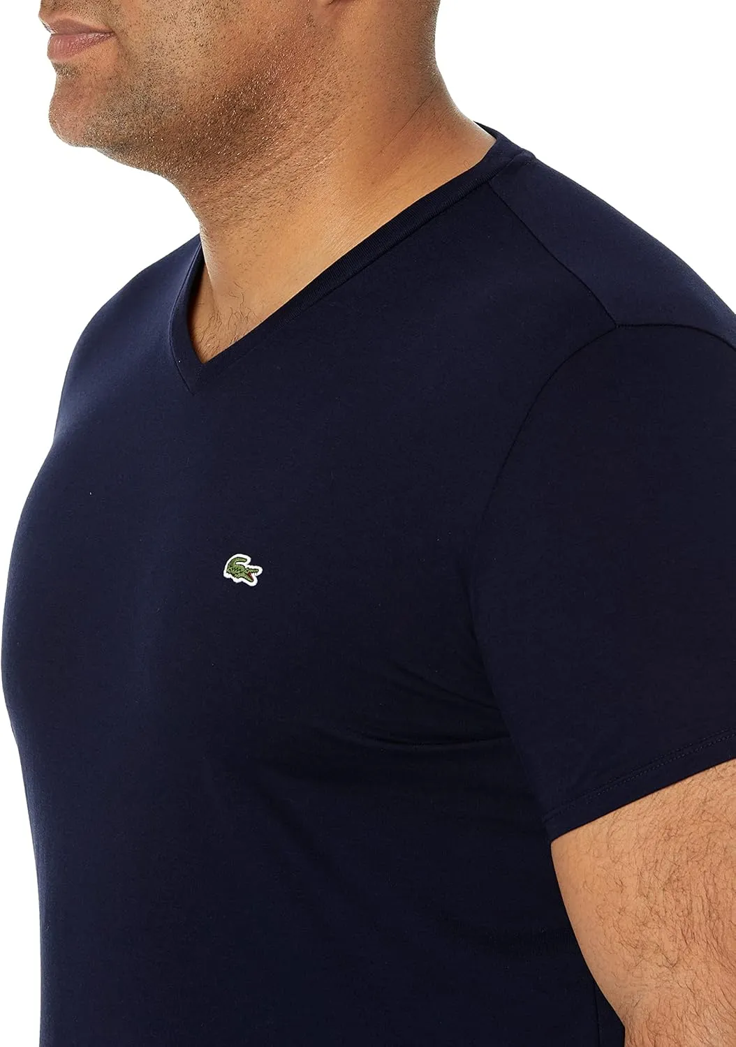 Lacoste Men's Short Sleeve V-Neck Pima Cotton Jersey T-Shirt