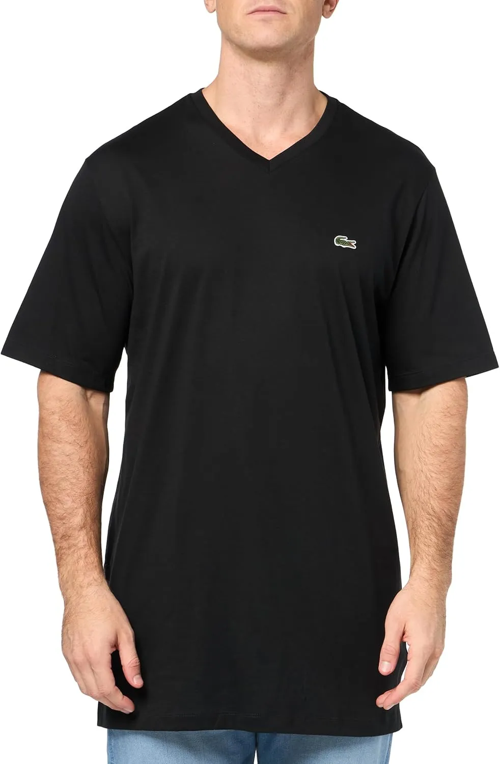Lacoste Men's Tall Fit Ribbed V-Neck Cotton T-Shirt