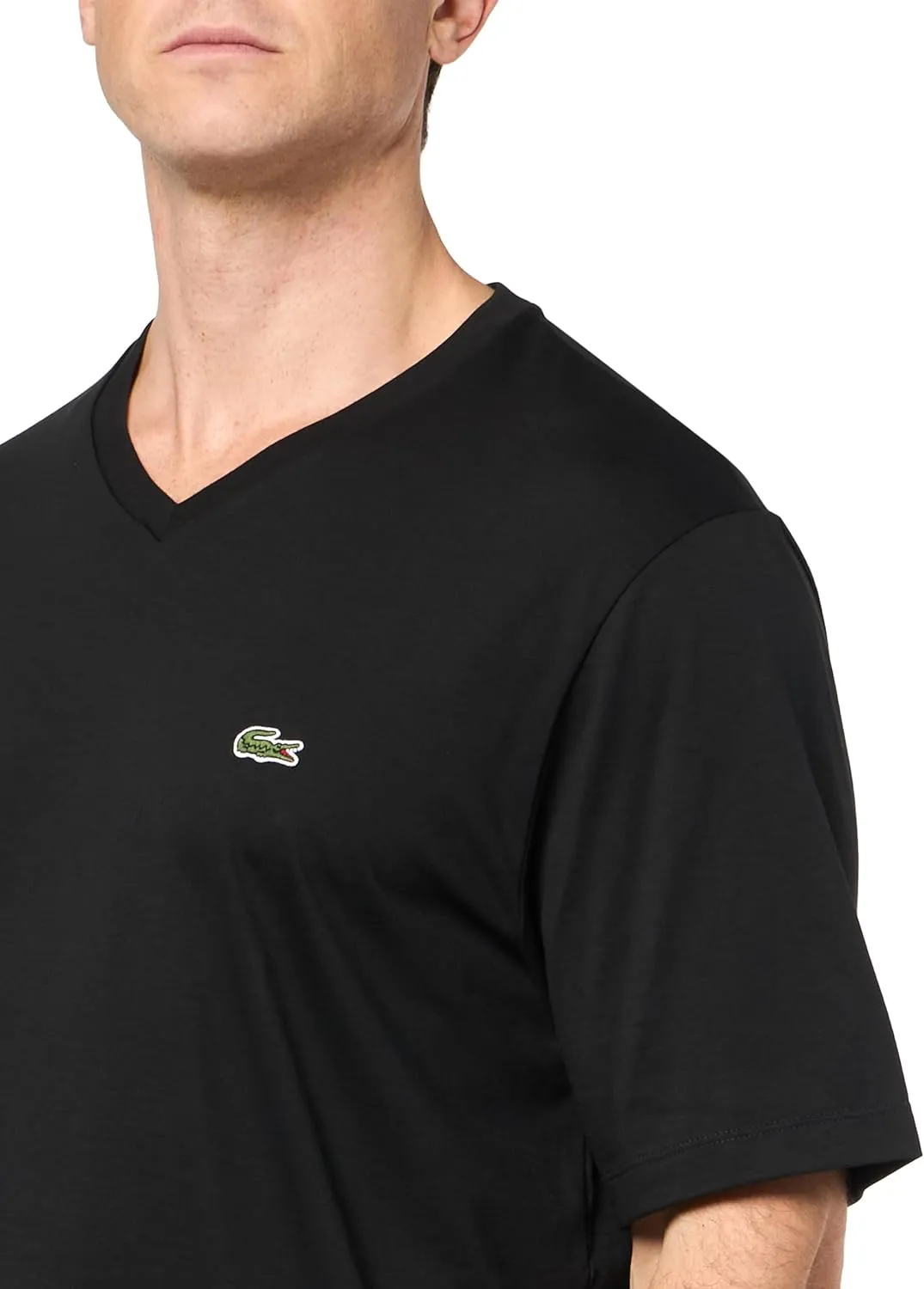 Lacoste Men's Tall Fit Ribbed V-Neck Cotton T-Shirt