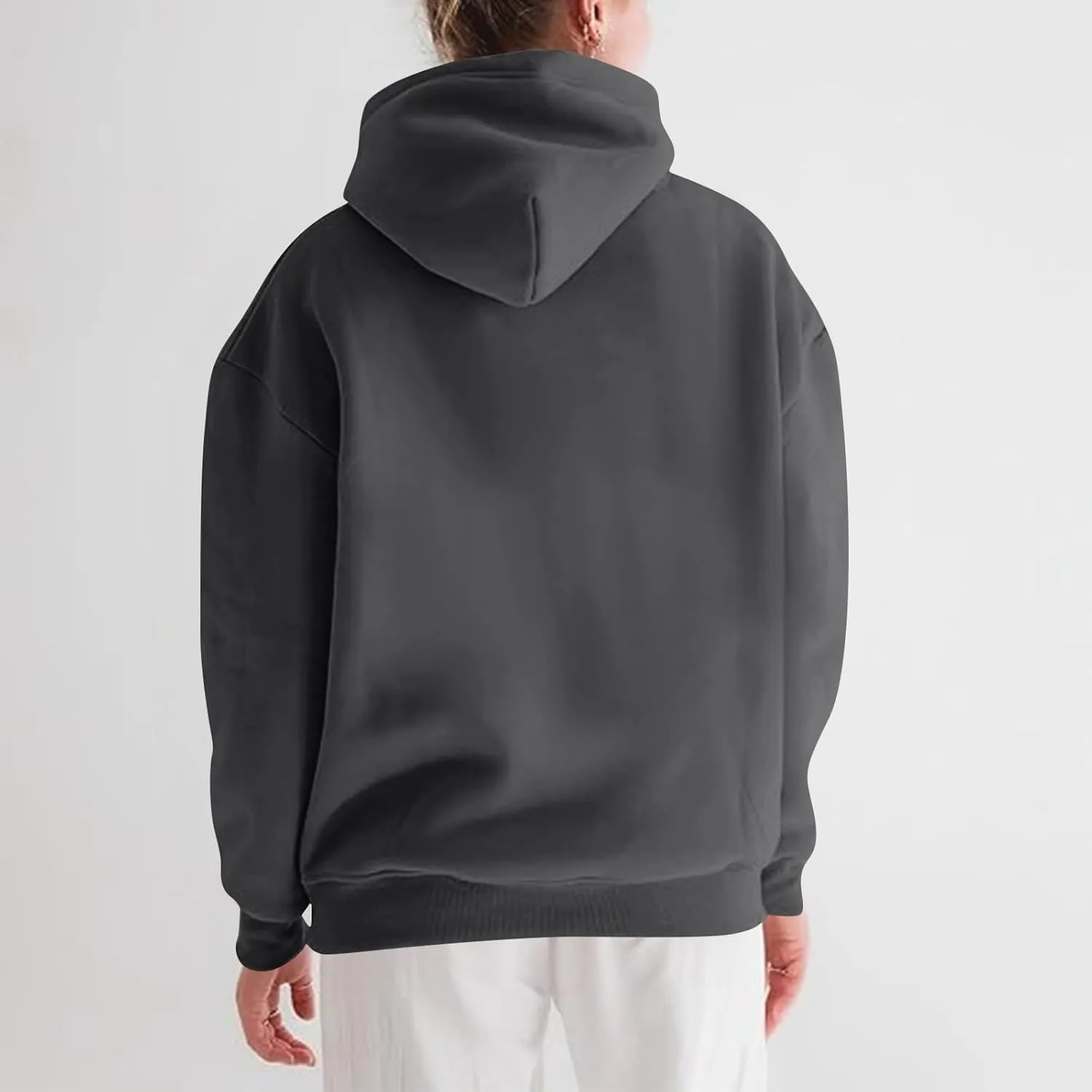 lcyhony Fleece Plus Size Hoodies for Women Trendy Fall Long Sleeve Pullover Sweatshirts Winter Warm Comfy Coats with Pockets