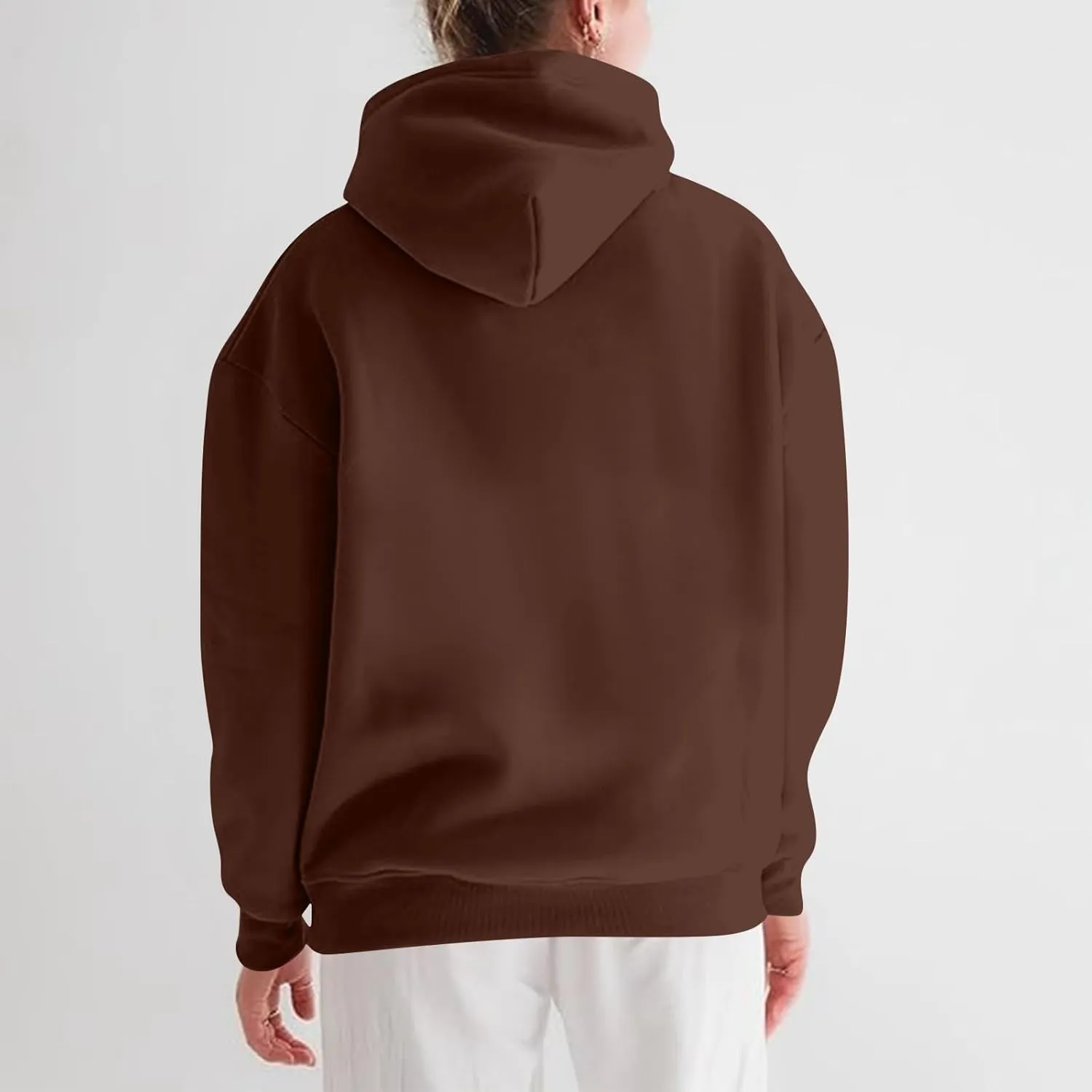 lcyhony Fleece Plus Size Hoodies for Women Trendy Fall Long Sleeve Pullover Sweatshirts Winter Warm Comfy Coats with Pockets
