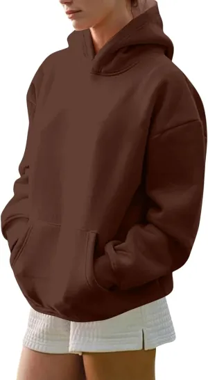 lcyhony Fleece Plus Size Hoodies for Women Trendy Fall Long Sleeve Pullover Sweatshirts Winter Warm Comfy Coats with Pockets