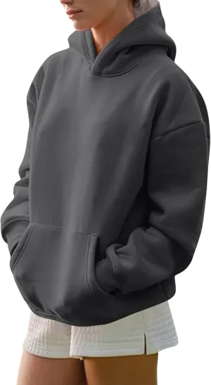 lcyhony Fleece Plus Size Hoodies for Women Trendy Fall Long Sleeve Pullover Sweatshirts Winter Warm Comfy Coats with Pockets