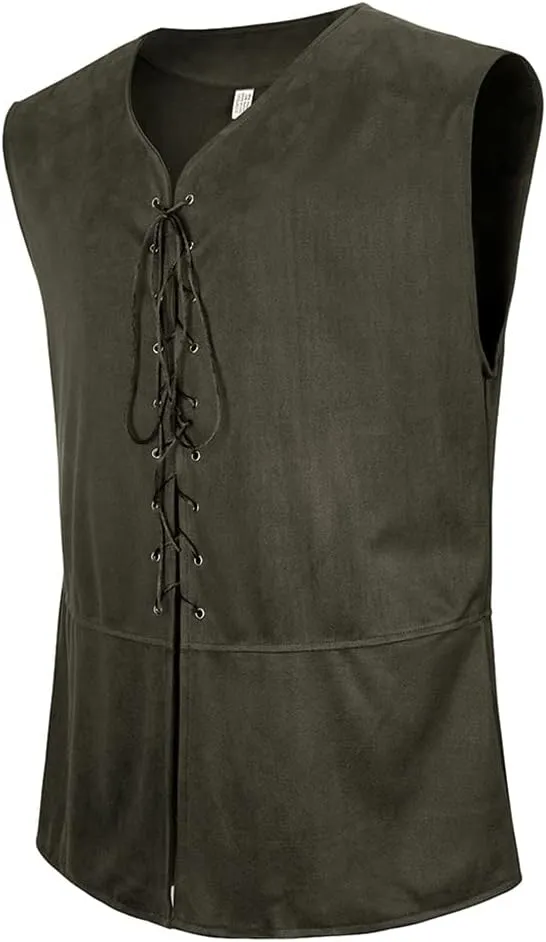 Lehauya Men's Pirate Vest Renaissance Vest Costume Pirate Costumes Medieval Steampunk Gothic Waistcoat