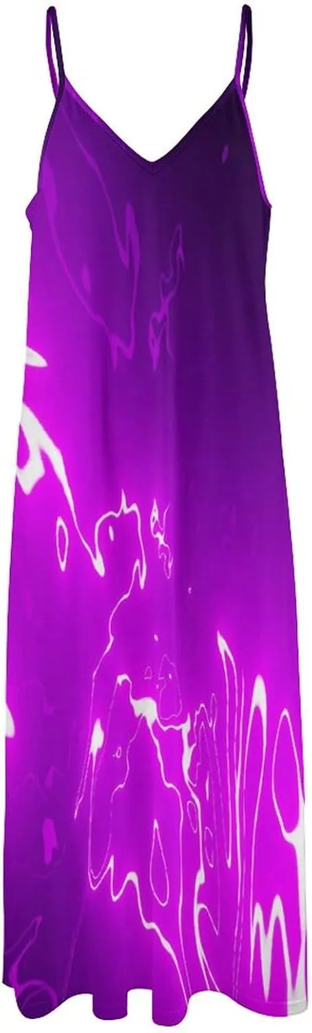 Lightning Star Cute Women's Casual Maxi Dresses Summer Spaghetti Straps Long Sleeveless Dress Sundress