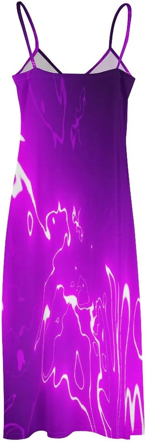 Lightning Star Cute Women's Casual Maxi Dresses Summer Spaghetti Straps Long Sleeveless Dress Sundress