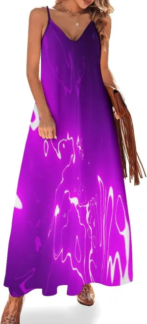 Lightning Star Cute Women's Casual Maxi Dresses Summer Spaghetti Straps Long Sleeveless Dress Sundress