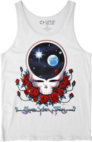 Liquid Blue Unisex-Adult Standard Grateful Dead Space Face White Tank Top
