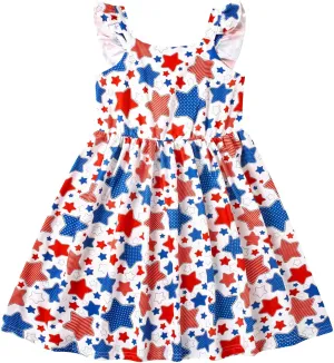 Little Girls Tie Back Dress Kids Vintage Sundress Casual Sleeveless Dresses 3-7 Years
