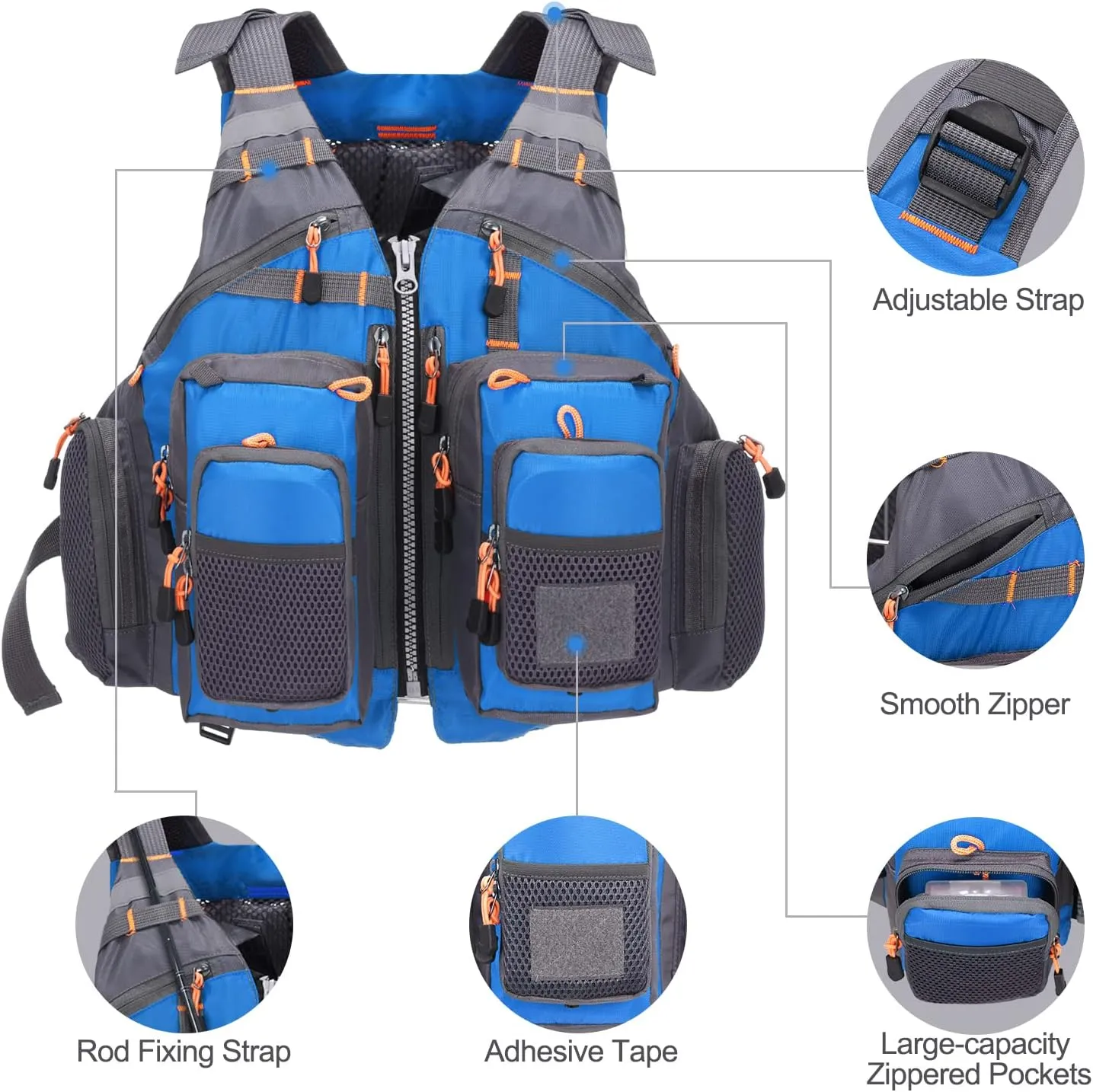 Lixada Fly Fishing Vest Fishing Jacket Breathable Polyester Mesh Design Fishing Vest
