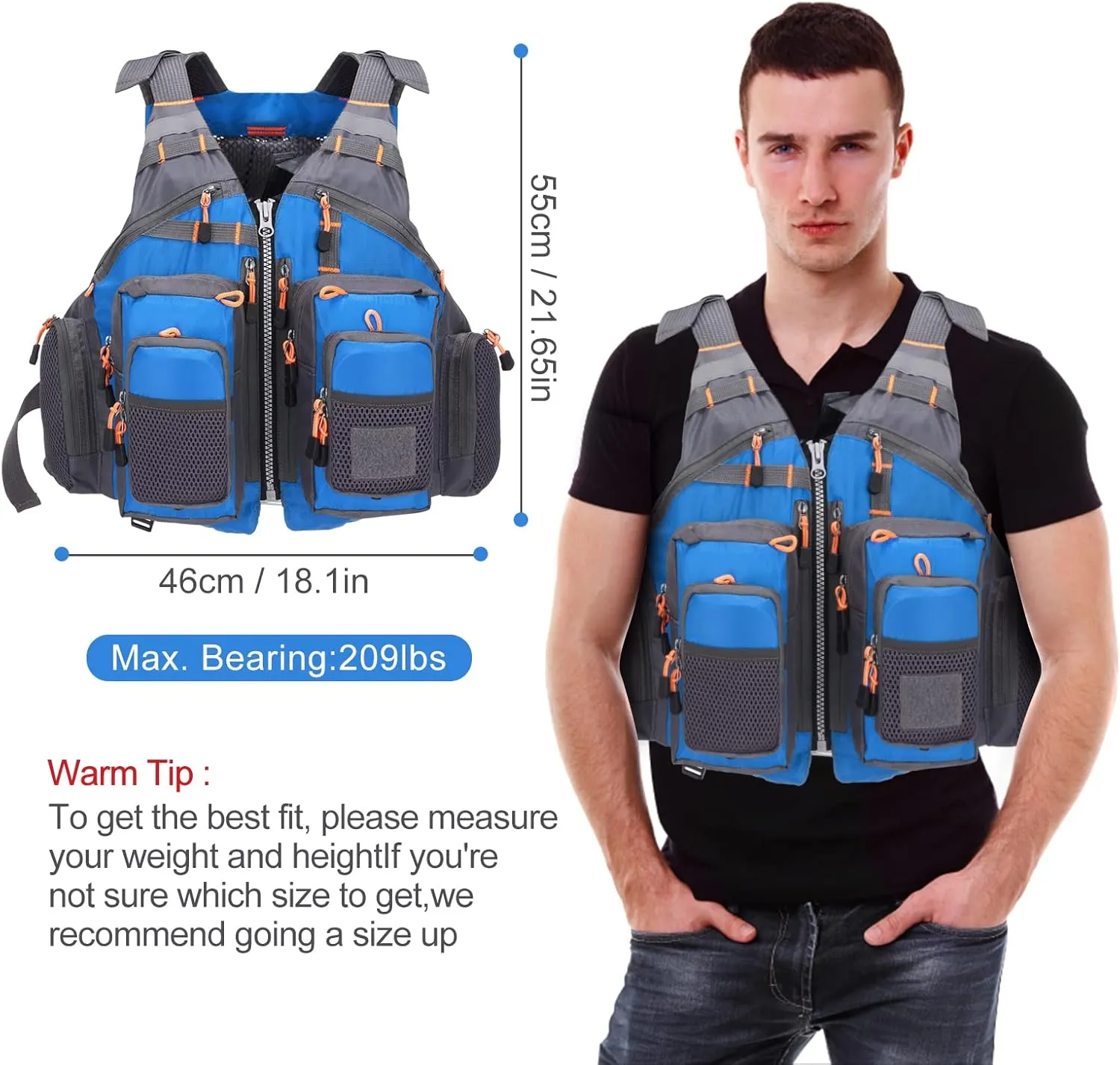 Lixada Fly Fishing Vest Fishing Jacket Breathable Polyester Mesh Design Fishing Vest
