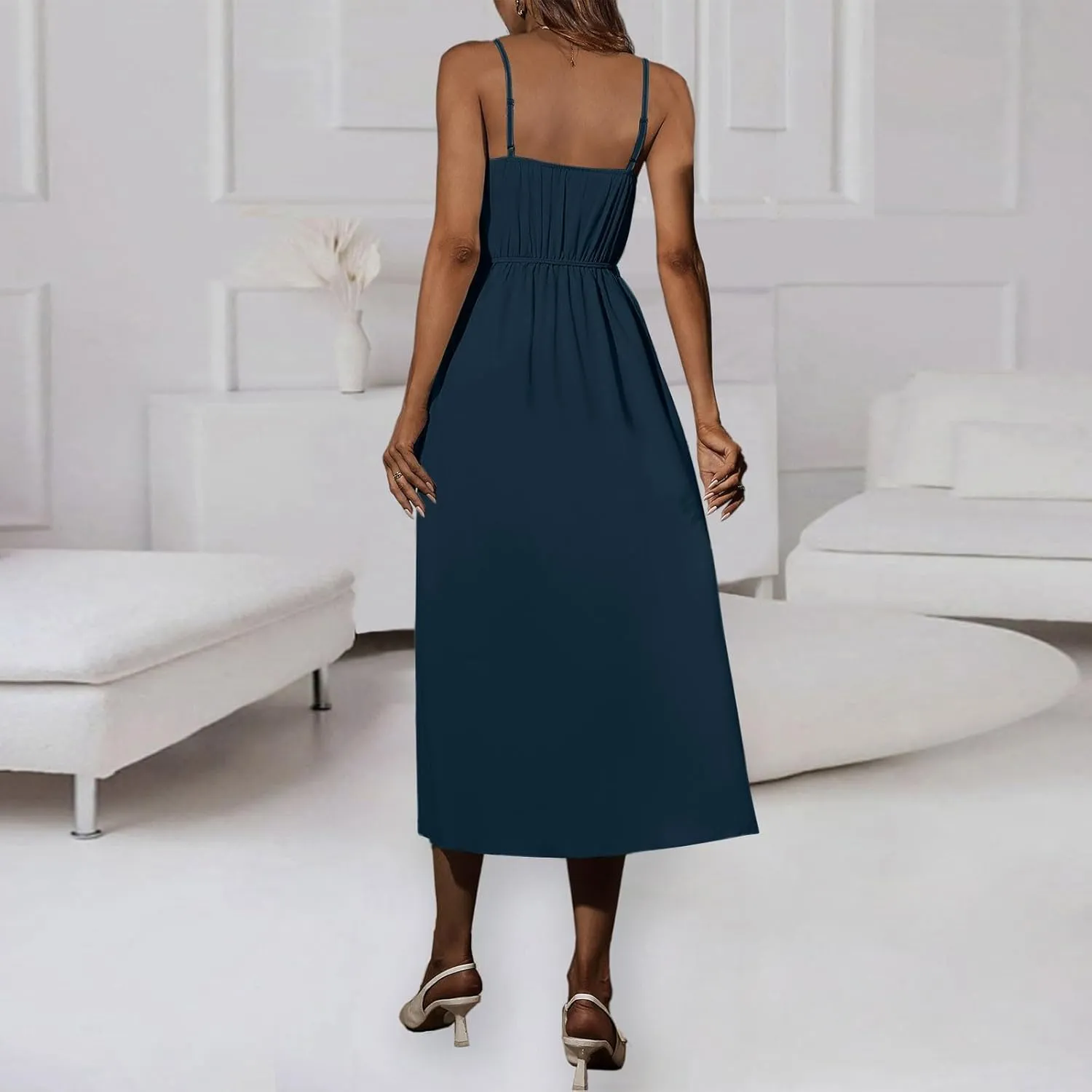Long Dresses for Women Formal Tie V Neck Off Shoulder Dress High Slit Elegant Party Cocktail A Line Flowy Midi Sundress