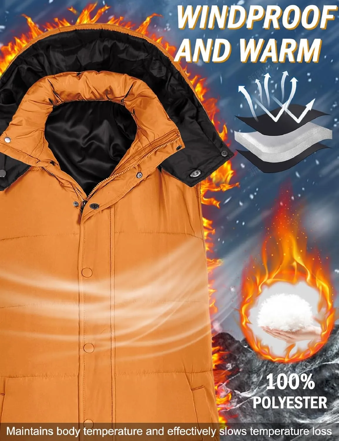 Long Puffer Vest Women With Hood Sleeveless Down Vest Warm Jacket Winter Coat With Pockets