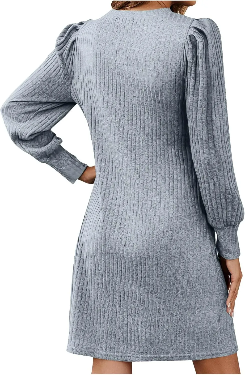 Long Sleeve Ribbed Knit Long Sleeve Dress with Pockets for Women Casual Winter Fall Midi Wedding Guest Work Outfits
