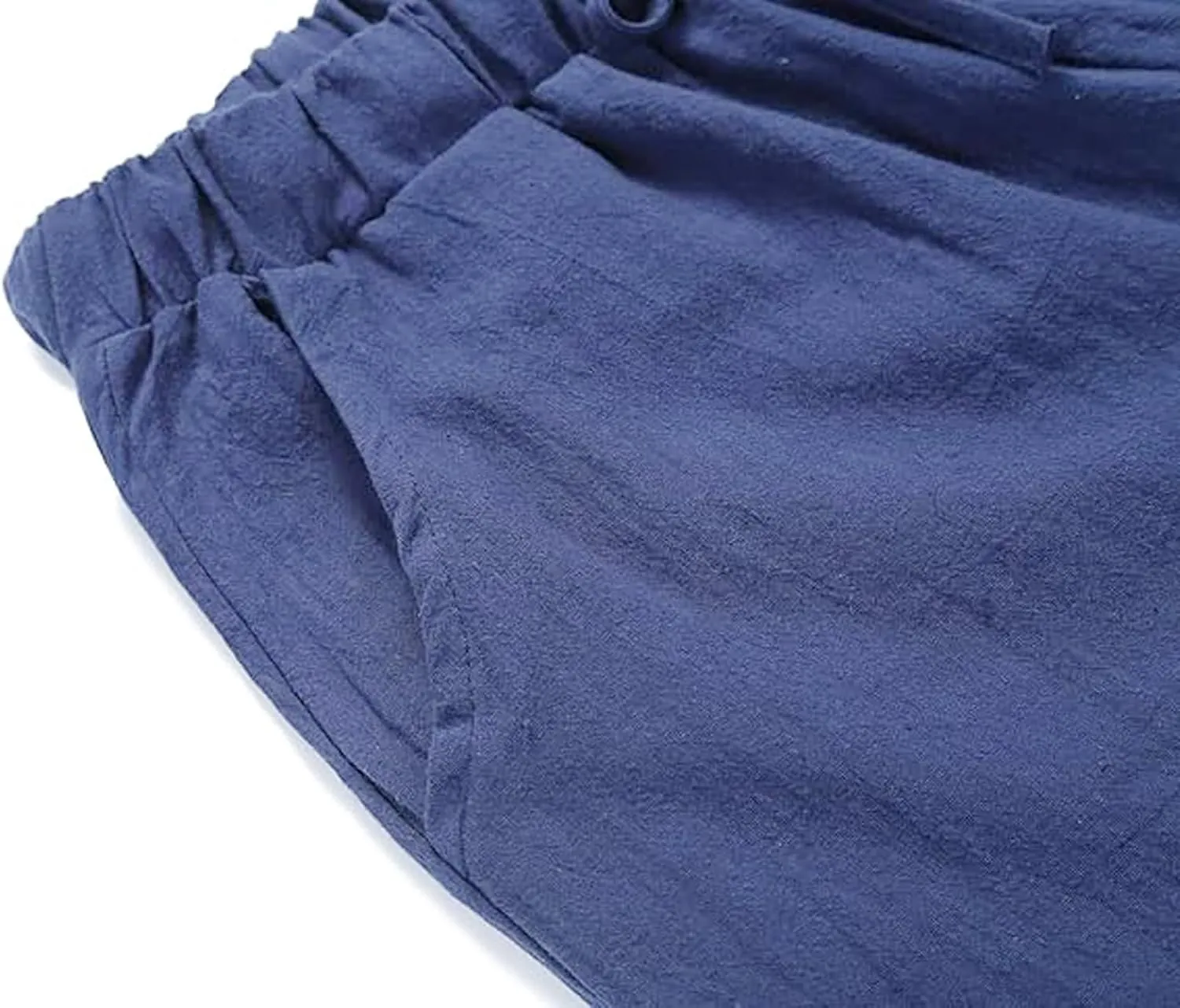 loveimgs Women's Casual Wide Leg Elastic Waist Loose Lightweight Summer Linen Beach Pants Drawstring