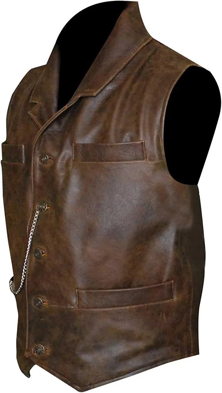 LP-FACON Men's Club Biker Vintage Fashion Motorcycle | Western Cowboy Leather Vest | Waistcoat Collection