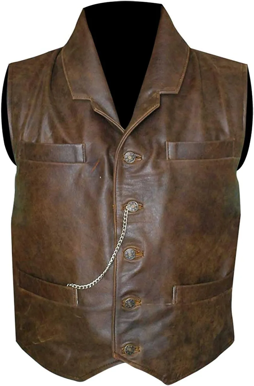 LP-FACON Men's Club Biker Vintage Fashion Motorcycle | Western Cowboy Leather Vest | Waistcoat Collection