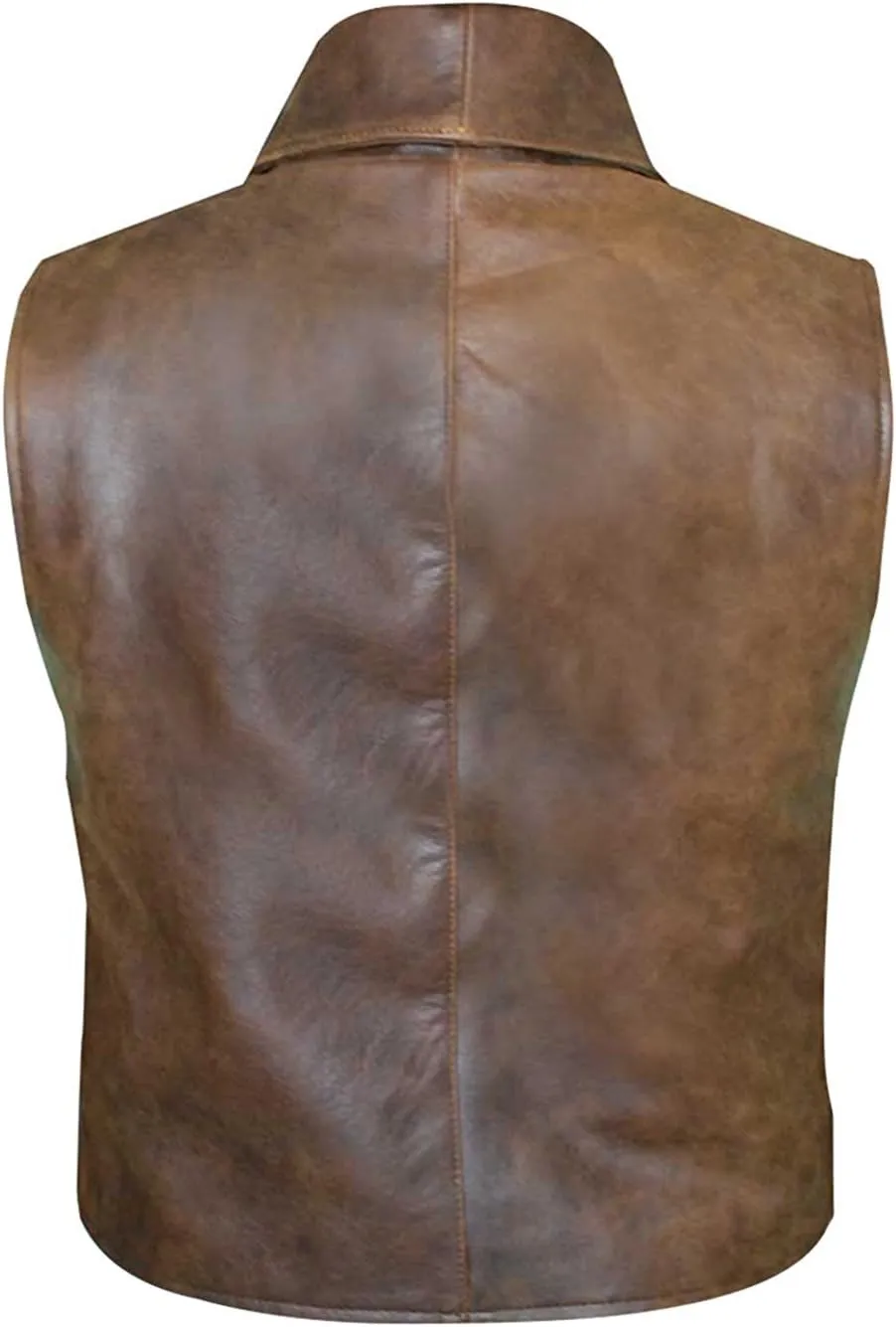LP-FACON Men's Club Biker Vintage Fashion Motorcycle | Western Cowboy Leather Vest | Waistcoat Collection