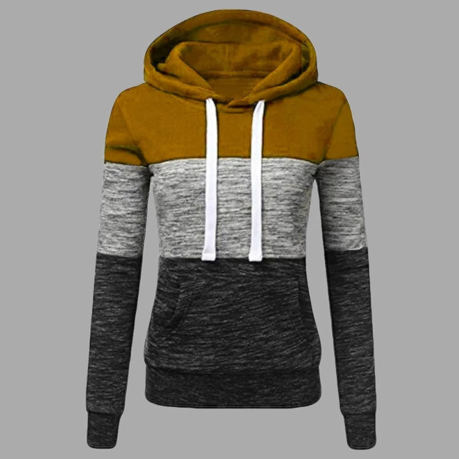 LRMQS Womens Hoodies Color Block Drawstring Hoodie Pullover Casual Winter Fall Fashion 2024 Loose Fit Sweatshirt Clothes