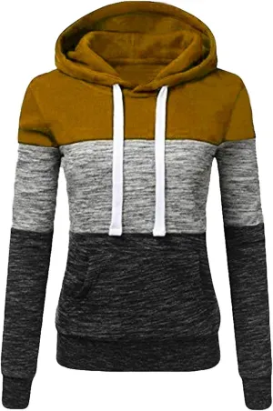 LRMQS Womens Hoodies Color Block Drawstring Hoodie Pullover Casual Winter Fall Fashion 2024 Loose Fit Sweatshirt Clothes