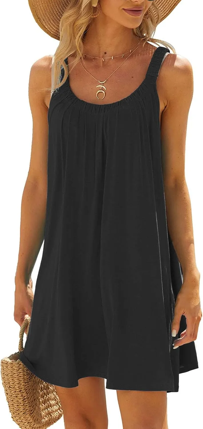 LRMQS Womens Summer Dresses Casual 2025 Vacation Beach Cover ups Sundresses Hawaiian Spring Tank Short Dress Resort Wear