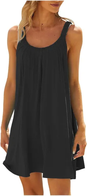 LRMQS Womens Summer Dresses Casual 2025 Vacation Beach Cover ups Sundresses Hawaiian Spring Tank Short Dress Resort Wear