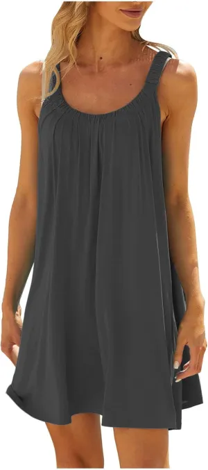 LRMQS Womens Summer Dresses Casual 2025 Vacation Beach Cover ups Sundresses Hawaiian Spring Tank Short Dress Resort Wear