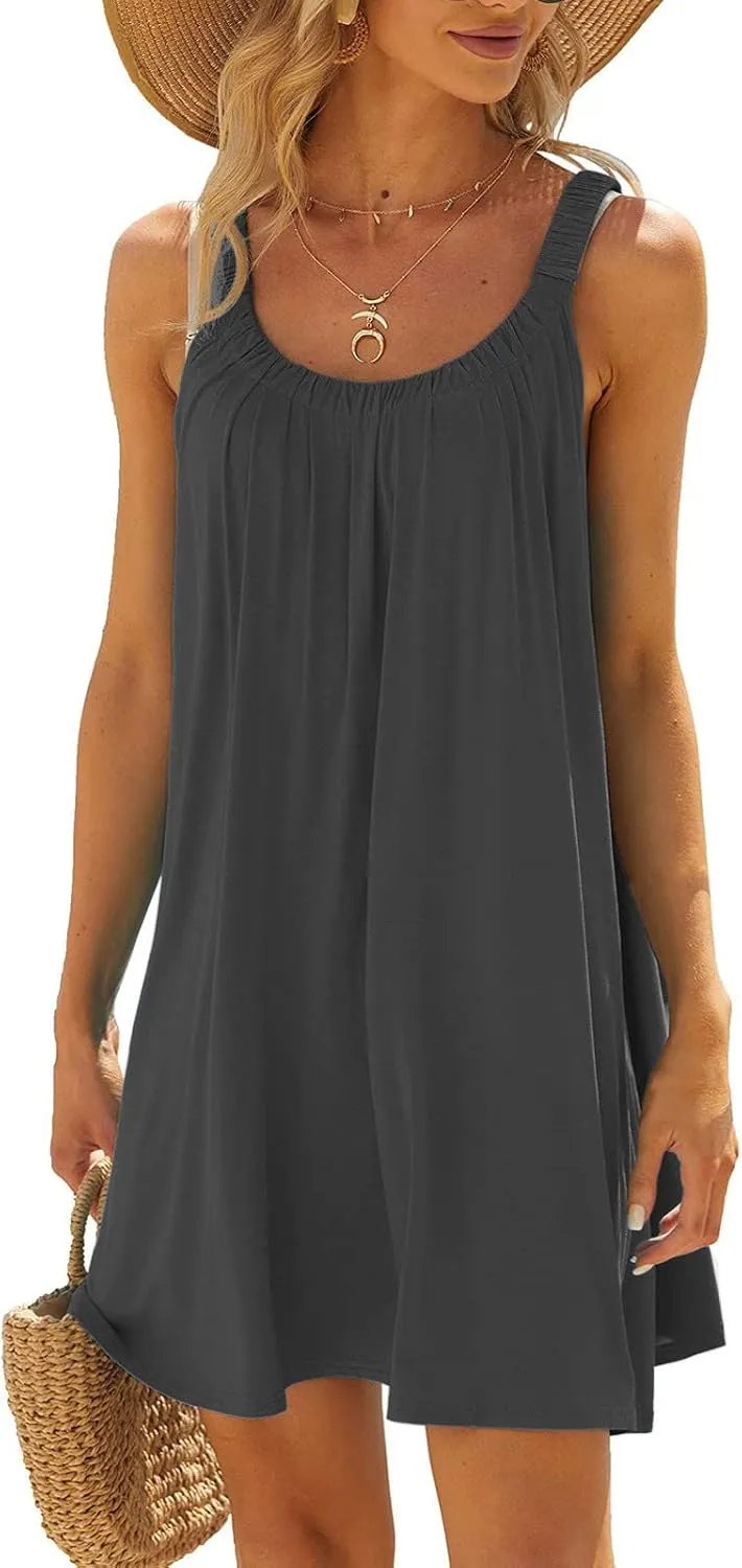 LRMQS Womens Summer Dresses Casual 2025 Vacation Beach Cover ups Sundresses Hawaiian Spring Tank Short Dress Resort Wear