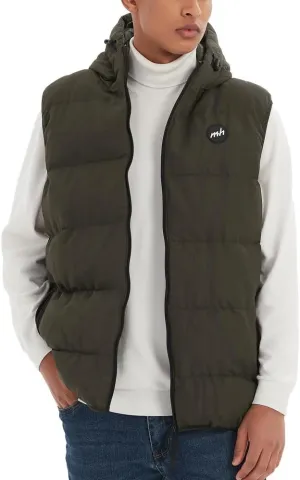 MADHERO Men's Puffer Vest with Hood Water-Resistant Puffy Vests Outerwear Sleeveless Jacket