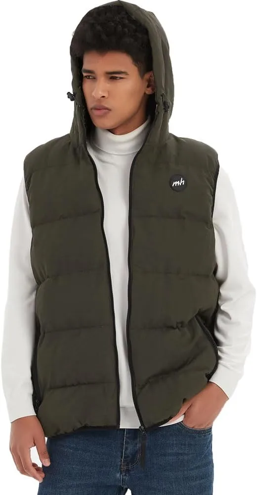 MADHERO Men's Puffer Vest with Hood Water-Resistant Puffy Vests Outerwear Sleeveless Jacket