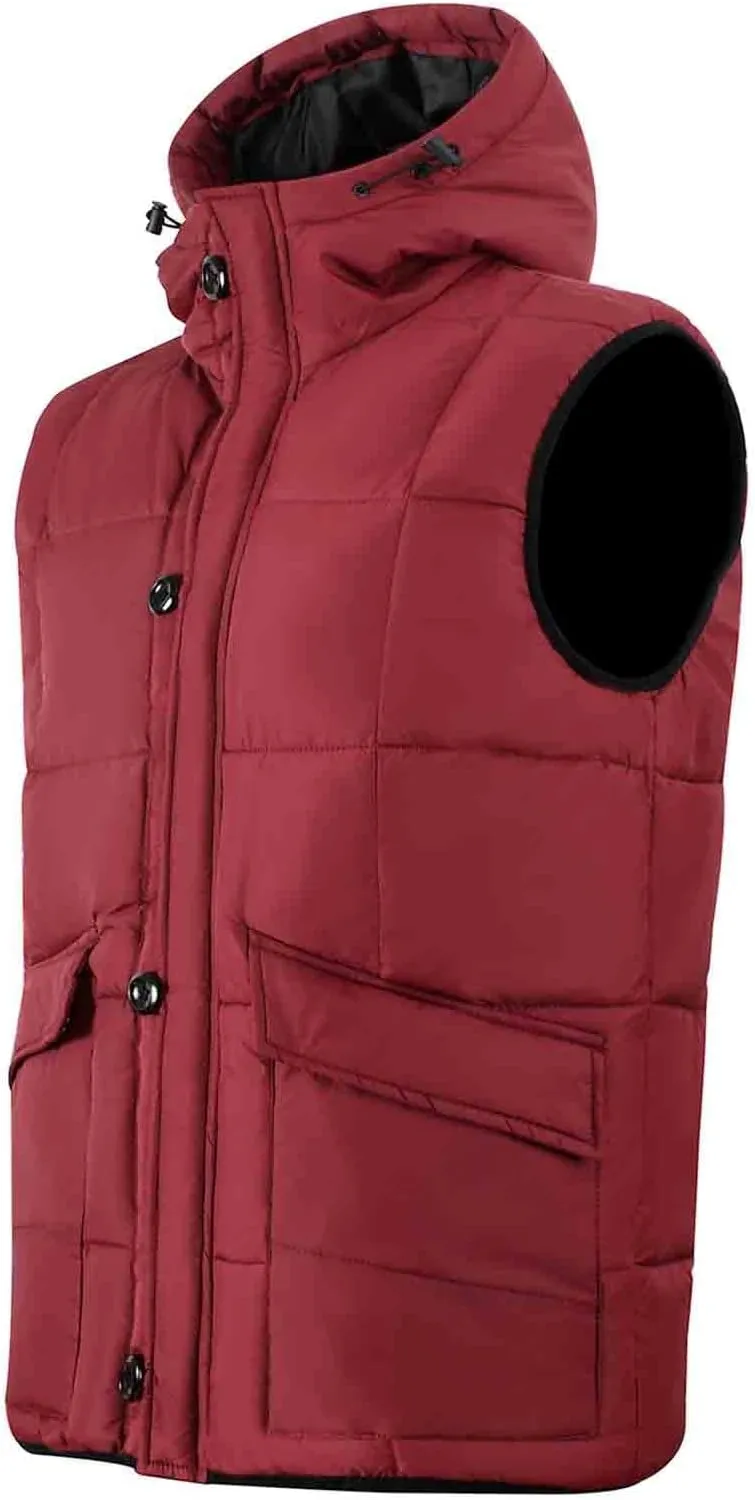 MADHERO Men's Puffer Vest with Hood Water-Resistant Puffy Vests Outerwear Sleeveless Jacket