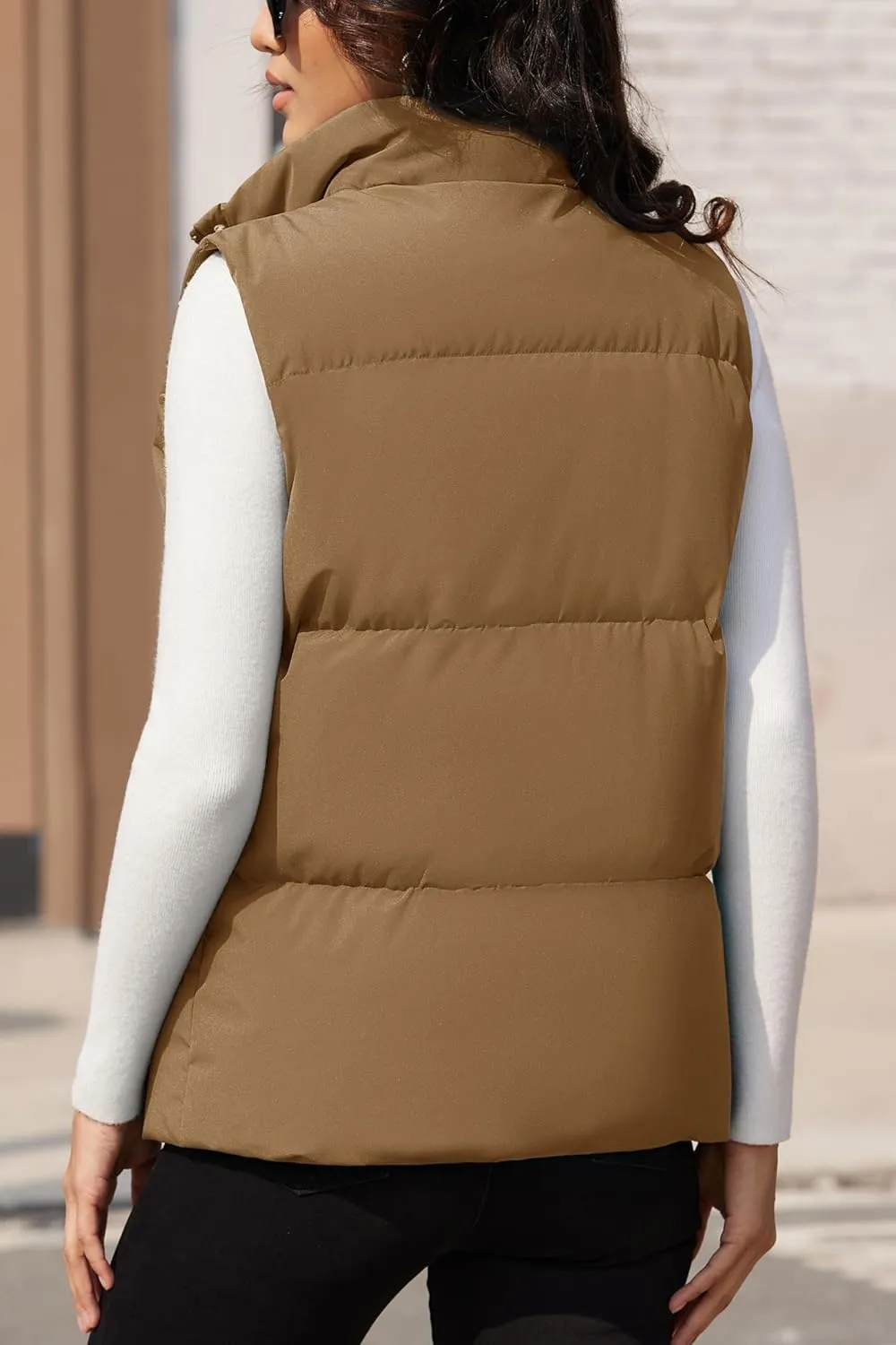 MAGCOMSEN Women's Puffer Down Vest Oversized Zip Up Outerwear Lightweight Winter Padded Gilet Jacket with Pockets