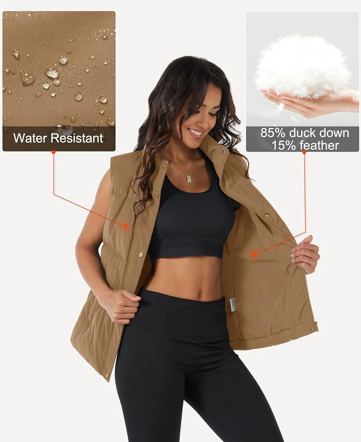 MAGCOMSEN Women's Puffer Down Vest Oversized Zip Up Outerwear Lightweight Winter Padded Gilet Jacket with Pockets